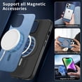 thumbnail image 2 of Magnetic for iPhone 12 Pro Max PU Leather Case, [Compatible with Mag-Safe] Slim Shockproof Protective Phone Cove Support Car Mount Holder for iPhone 12 Pro Max, Blue, 2 of 9