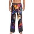 thumbnail image 1 of Gaeub Colorful Wolf Head Print Mens Pajama Pants,Lounge Pants With Pockets And Drawstring-Medium, 1 of 6
