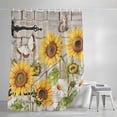 thumbnail image 4 of Farm Flowers Extra Long Shower Curtain Set, Waterproof Shower Curtains for Bathroom, Retro Sunflowers Barn Doors Butterfly Wood Board Washable Fabric Bath Curtain for Bathtub with Hooks 72x96 Inches, 4 of 9