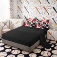 thumbnail image 4 of Erosebridal Red Black Baseball Patchwork Bedding Comforter Set, Sport Full Bedding Set for Boys and Girls, Black Reversible 7pcs, 4 of 6