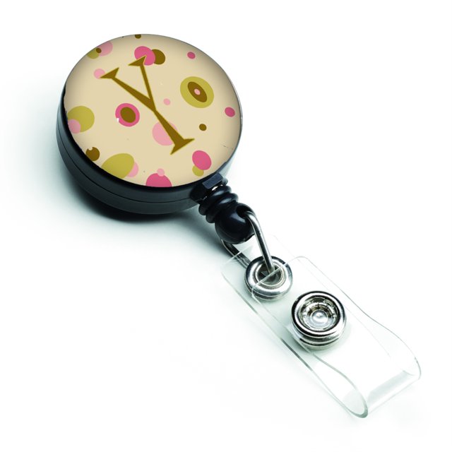 "Treasures Letter Y Initial Monogram, Tan Dots Retractable Badge Reel, Multicolor (CJ1004-YBR)" Caroline's Treasures CJ1004-YBR