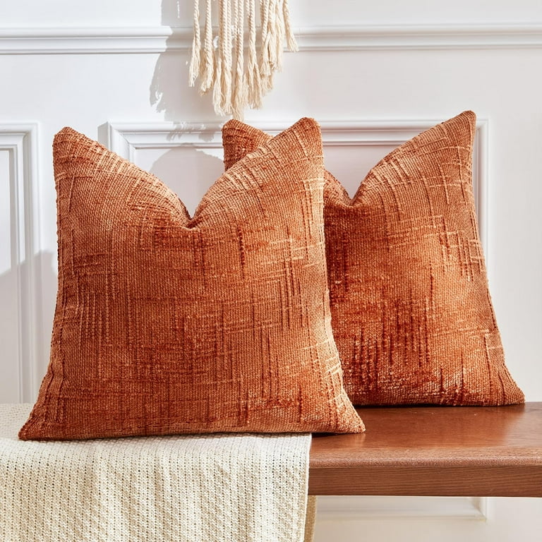 Throw Pillow Covers Burnt Orange Set of 24x24 Inch Pillow Covers