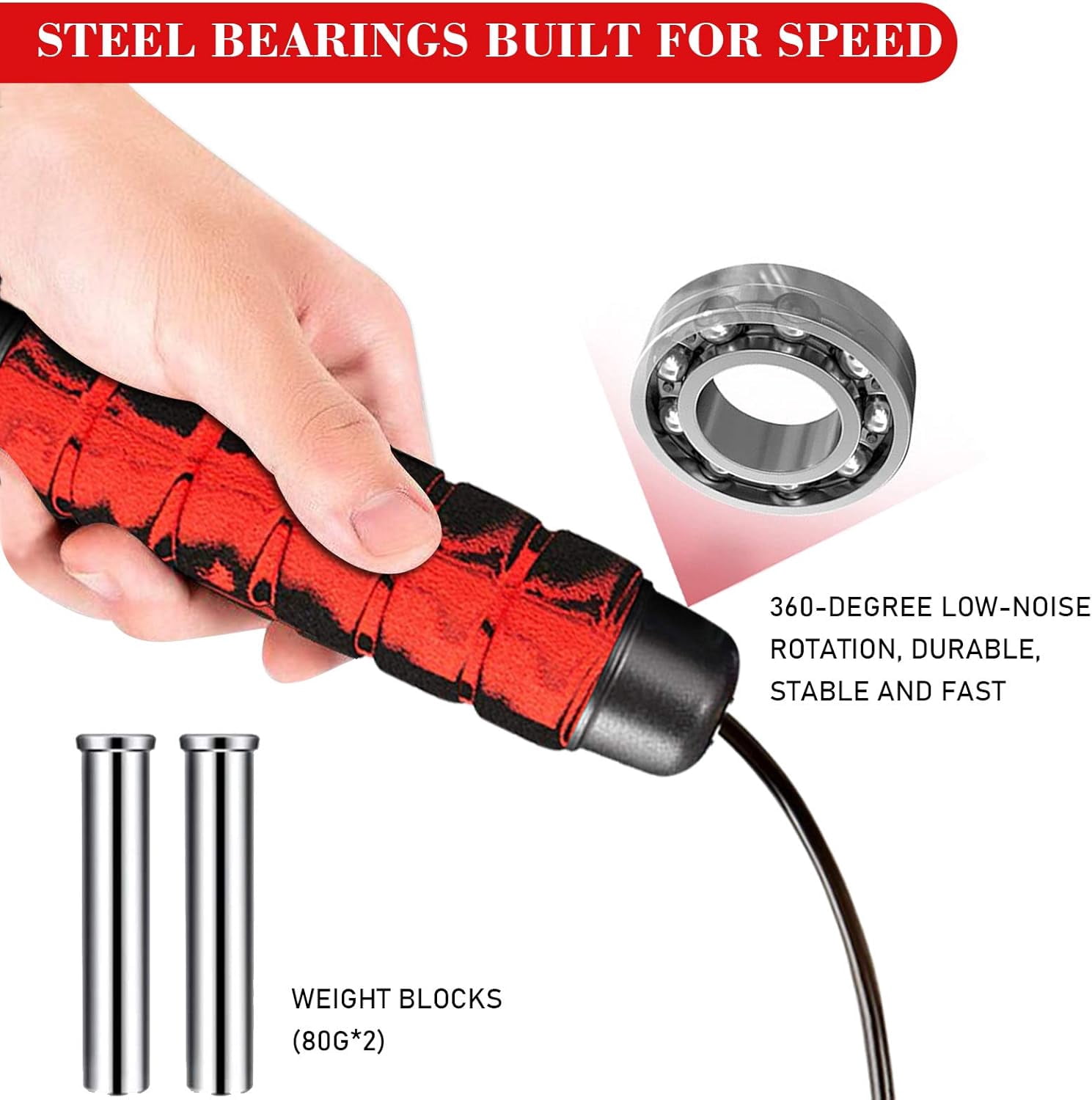 Redify Weighted Cordless Jump Rope for Fitness[Suitable for Different Ages and Levels] Ropeless Jump Rope for Boxing MMA WOD Training, BOD Rope Beachbody MBF,High Speed Rope Skipping for Narrow Space