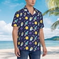 thumbnail image 2 of Wukai Astronaut Corgi Men's Hawaiian Shirt Short Sleeve Casual Button Down Summer Beach Aloha Shirt Tropical Print Holiday Party, 2 of 8