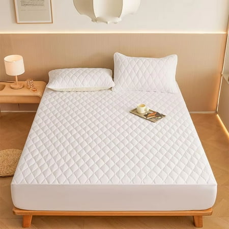 

Seasonal 1PC Thicken Cotton-padded Mattress Cover Solid Color Checked Design Breathable and Dust Proof Suitable for All Seasons in the Bedroom