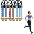 thumbnail image 4 of Running Medal Holder Display Medal Hanger Wall Mount Frame Shelf Wooden Sports Medals Hanger Black Electrocardiogram Wall Decor Medal Organizer Rack, 4 of 7