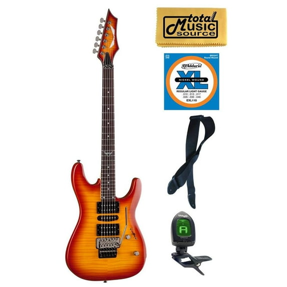 Dean Custom 380 Floyd Electric Guitar, Flame Maple Top, C380F TAB PACK Bundle