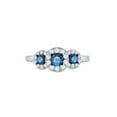 thumbnail image 2 of 10kt White Gold Round Blue Color Enhanced Diamond 3-stone Bridal Wedding Ring 1 Cttw, 2 of 4