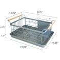 thumbnail image 5 of Yamazaki Home Dish Rack, Gray, Steel + Wood, Supports 22 pounds, Drainer Tray, Handles, Utensil Holder, Water Resistant, No Assembly, 5 of 8