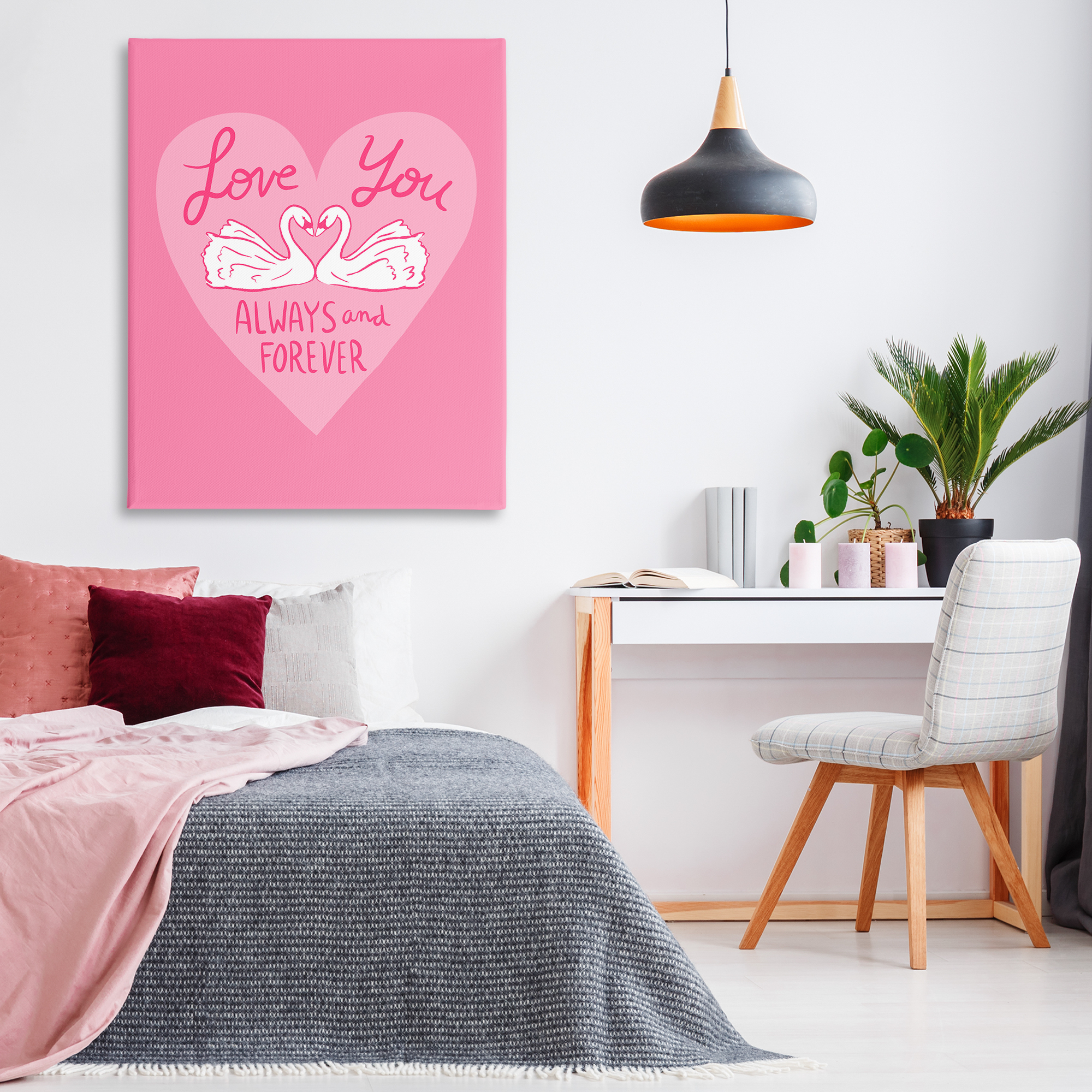 Always & Forever Swans Canvas Wall Art, design by Juliet Meeks