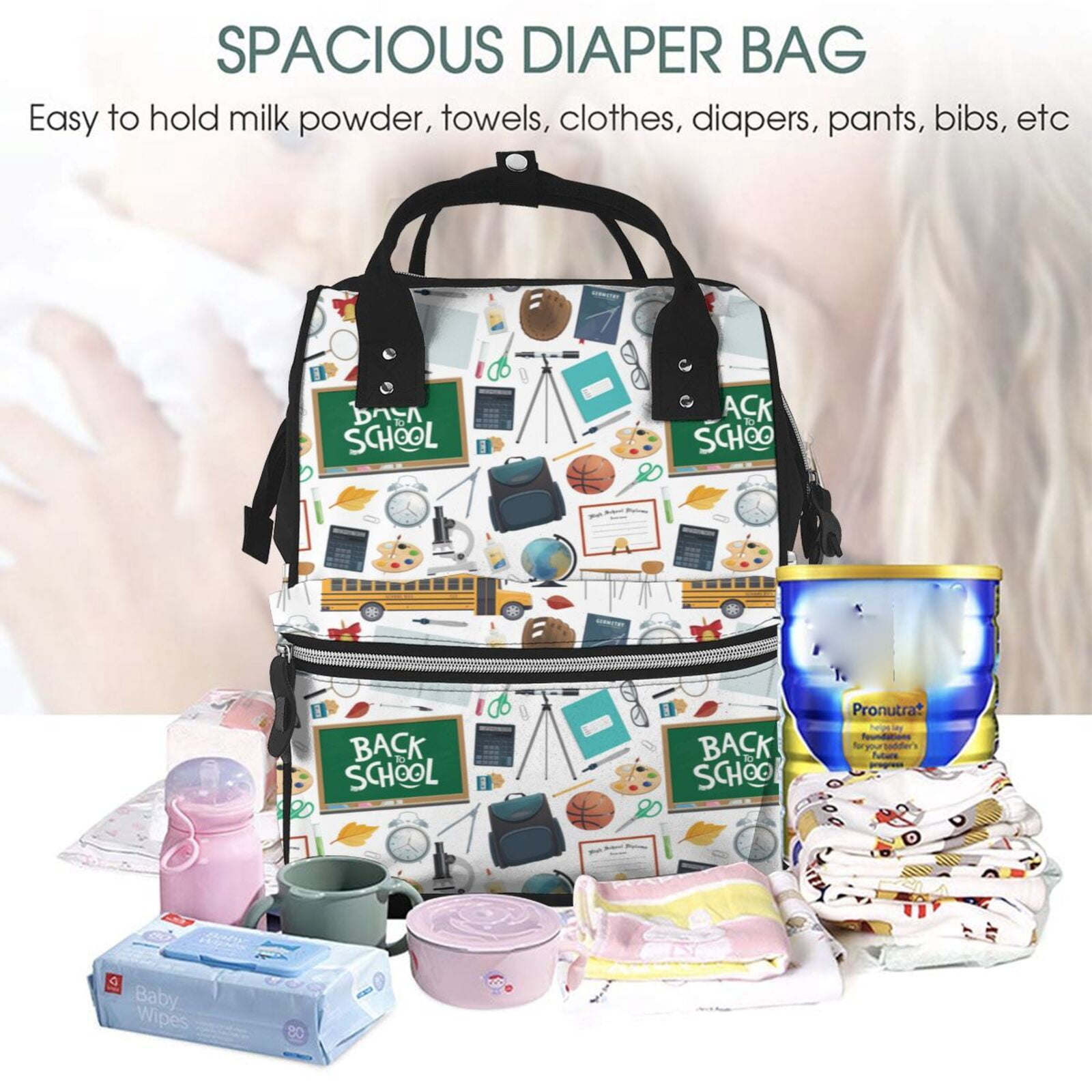 Kdxio Baby Diaper Backpack,Multi-Function Travel Backpack Nappy Bags,Nursing Bag, Fashion Mummy,Roomy Waterproof for Baby Care(Back To School A)