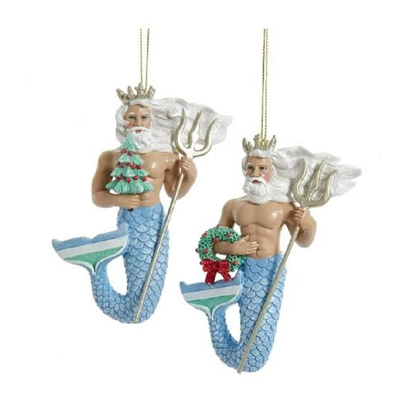 Kurt S. Adler King Neptune Under The Sea Christmas Holiday Ornaments Set of 2