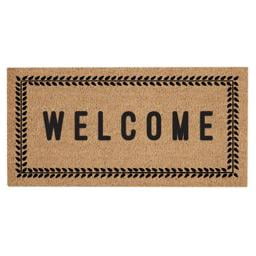 Welcome Coir Door Mat - with Rubber Back, 22" x 47"