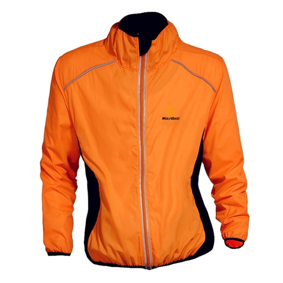 Lightweight Cycling Windbreaker Jacket with Reflective Details and Breathable Back for Men, Orange, Size XXL, 1 Pack