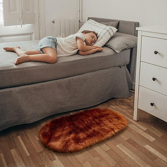 Ovzne Super Soft Faux Sheepskin Area Rug – Multipurpose Bedroom Floor Carpet, Bedside Rug | Faux Fur Rug For Living Room, Chair/Car Seat Cover, Desk Mat | Easy To Clean