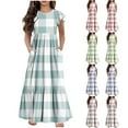thumbnail image 1 of Tranfacy Robes d'Été pour Ados, Robes d'Été pour Filles, Robe d'Été pour Filles de 6 à 12 Ans à Manches Courtes, Col Rond, Décontractée, à Pois, Robe Longue Ample et Confortable, 1 of 7