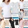 thumbnail image 4 of Ladies Short Sleeve Tops With Built In Bra Women Push Up Padded Layer T Shirt, 4 of 7