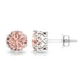 thumbnail image 2 of Rosec Jewels Solitaire Morganite Stud Earrings for Women in Crown Setting (6 mm, 1.50 CT), 925 Sterling Silver, 2 of 8