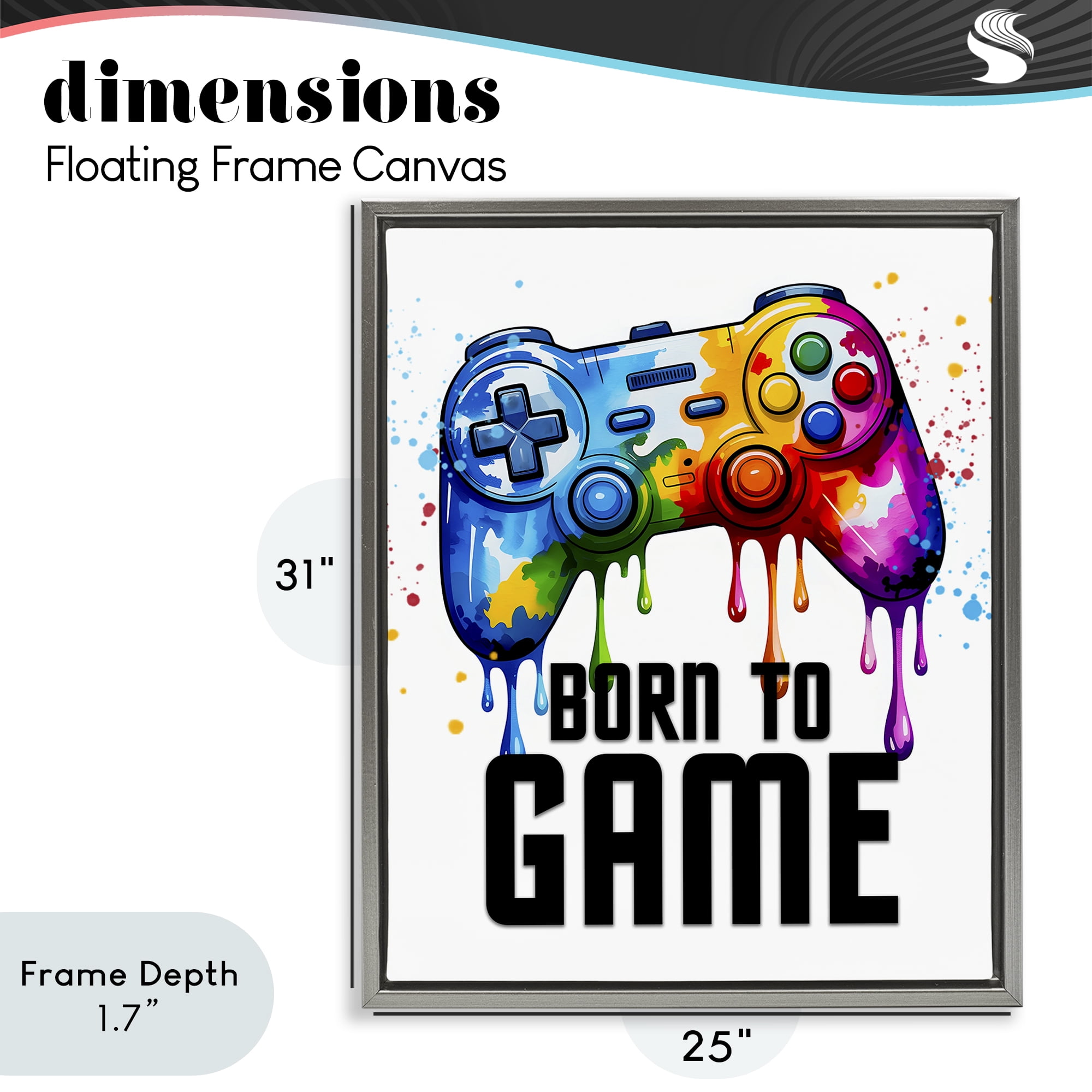 Stupell Industries Born To Game Splash Gray Framed Floater Canvas Wall Art, design by Kim Allen