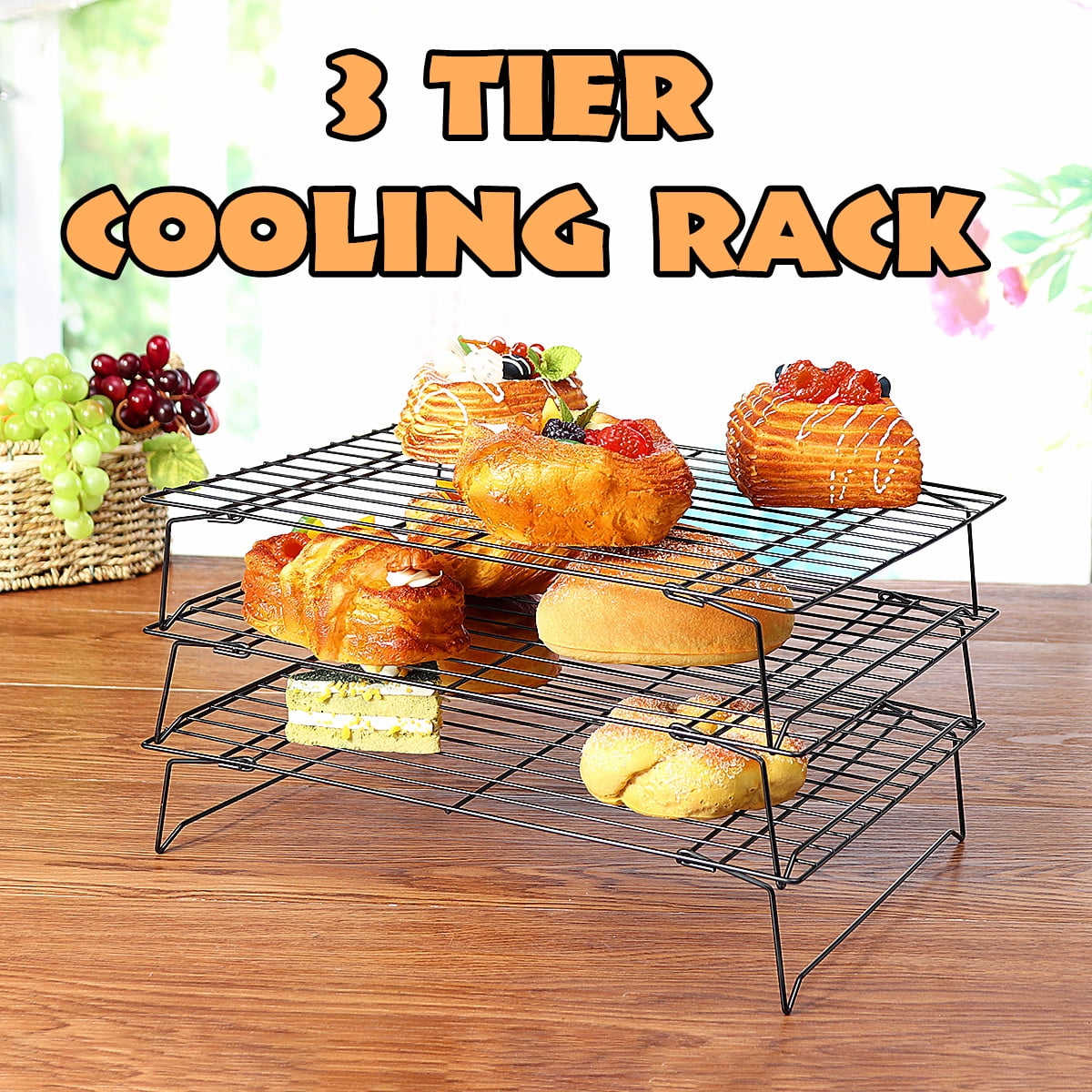 3Tier Stackable Cooling Cake Cookie Biscuit Rack Stacks NonStick