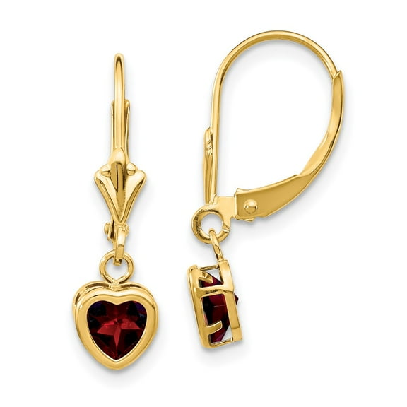 Primal Gold 14 Karat Yellow Gold 5mm Heart Garnet Earrings