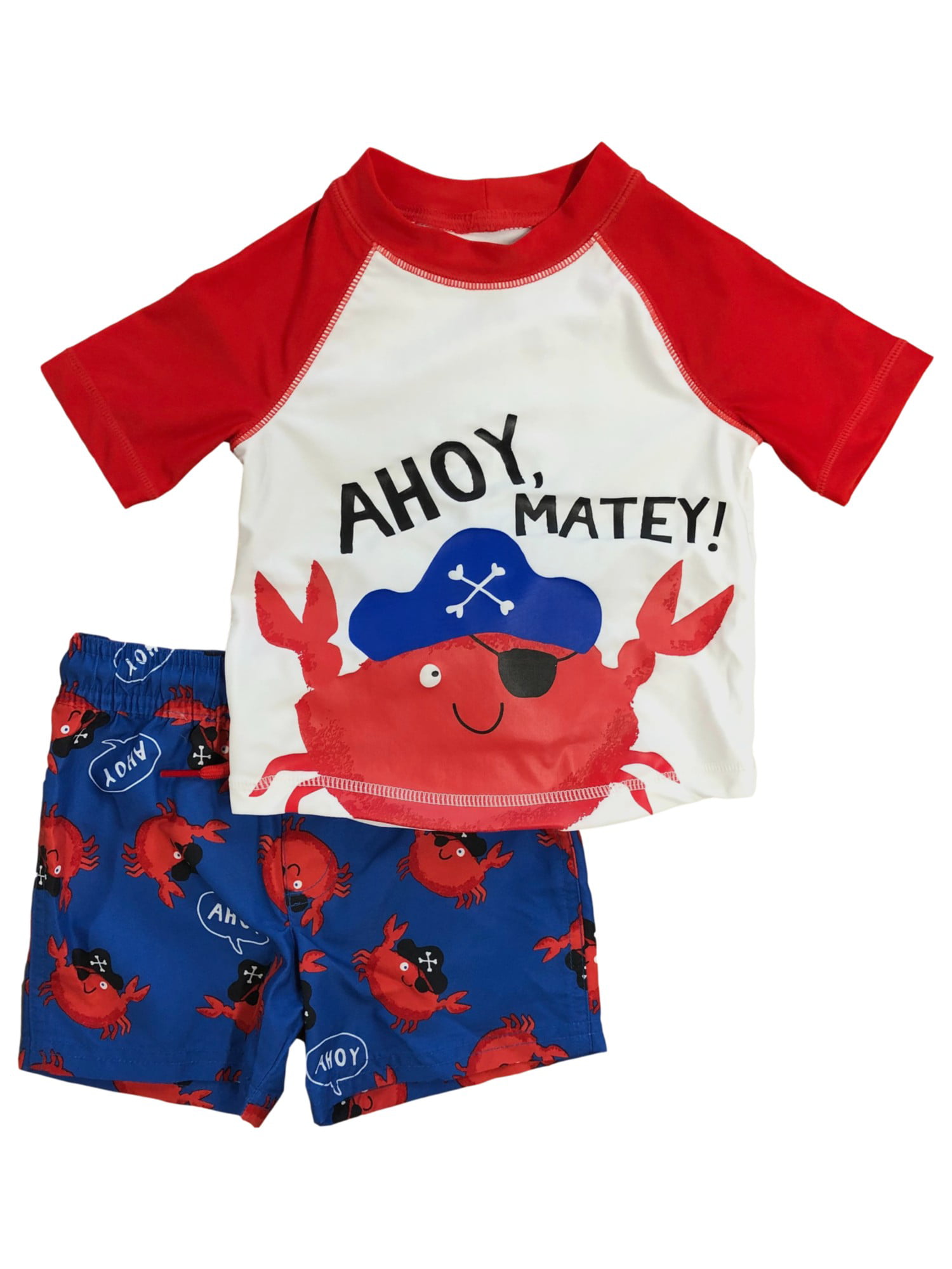 Infant/Toddler/Little Boy Rash Guard and Swimsuit Trunk Dinosaurs Set Wippette Boys 2-Piece UPF 50