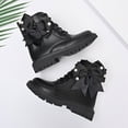 thumbnail image 2 of WXFAZCVU Girls Boots Bow Shaped Lace up Platform Leather Boots Versatile Daily School Wear Size 2, 2 of 4