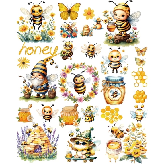 Bee Sunflower Window Stickers Self -Adhesive Decals for Accessories Party Supplies Office Accessories Party Supplies DIY Decor Sliding Glass Door PVC Cartoon for Car Home Bedroom Glass