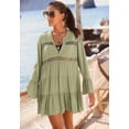 thumbnail image 2 of LASCANA Women's Flowy Flared Sleeve Dress Lace Trim, 2 of 6