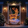 thumbnail image 6 of UV Activated Night Glow Fluorescent Christmas Door Cover, Glows in Dark 2D Flat Holiday Garage Door Covers with Cartoon Santa and Elf for Christmas Party, 6 of 6