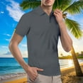 thumbnail image 2 of Dagegui Summer Men's Athletic Shirts Dark Gray Short Sleeve Button Down Pullover Casual T-Shirt Lightweight Performance Golf Tennis Shirt 1X, 2 of 6