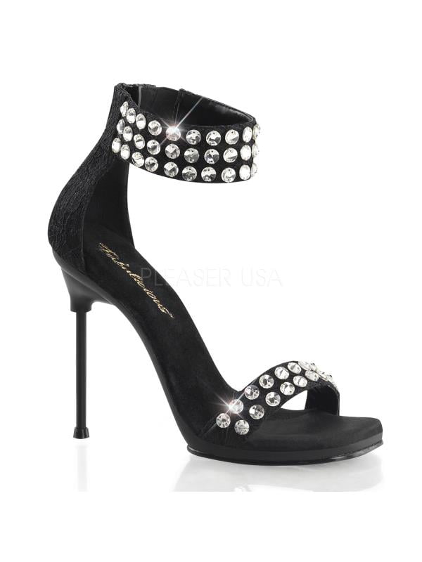 CHIC41/BSA-LC/M Fabulicious Shoes 4 1/2" Chic Blk Satin-Lace/Blk Size: 5 CHIC41/BSA-LC/M Fabulicious Shoes 4 1/2" Chic Blk Satin-Lace/Blk Size: 5