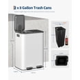 thumbnail image 3 of 16 Gallon Dual Compartment Kitchen Trash Can, 60L Stainless Steel Step-on Recycling Bin with Soft Close Lid and Removable Inner Buckets  for Home and Office, 3 of 6
