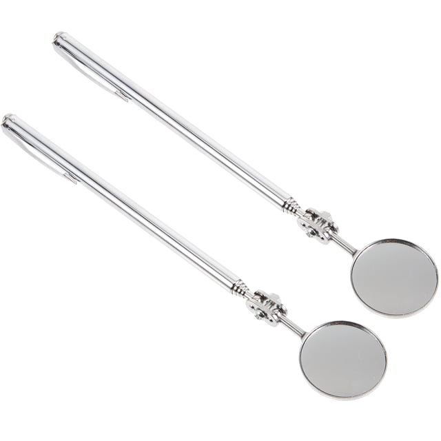 OULII 2Pcs Retractable Inspection Mirrors Stainless Steel Silver for Finding Small Metal Objects