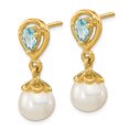 thumbnail image 2 of Auriga Fine Jewelry 14K Yellow Gold 6-7mm Pearl and Topaz Dangle Earrings for Women, 2 of 6
