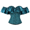 thumbnail image 2 of Shapewear for Women Elegant Lace Waist Shaping Bodice With Ruched Shoulder Strapless Design For Women Corset Top Green,L, 2 of 3