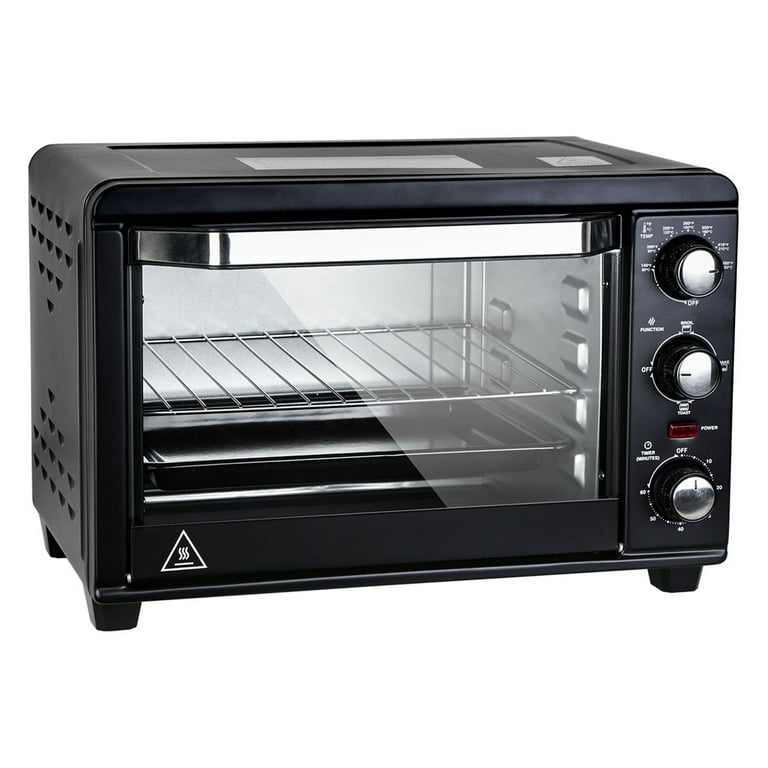 OSQI Simple Deluxe Toaster Oven with 20Litres Capacity Compact Size Countertop  Toaster Easy to Control with Timer Bake Broil Toast Setting 1200W Stainless  Steel 16x11in Black Extra Large