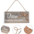 thumbnail image 4 of 2 placas colgantes de madera de 5 x 10 pulgadas, adornos inspiradores de madera con cordón de cáñamo, decoración rectangular de pared con palabras (feliz y sueño)., 4 of 7