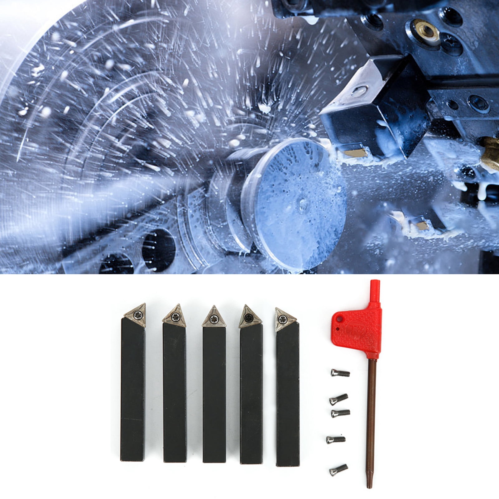 3/8in Turning Tool, Indexable Turning Tool Set, Cemented Carbide Moisture-Proof Turning For Cutting