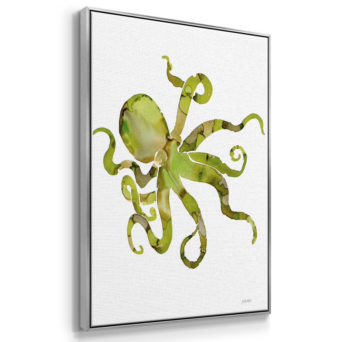 Octopus Framed Premium Gallery Wrapped Canvas - Ready to Hang - 27 x 41 - Silver Floating Frame