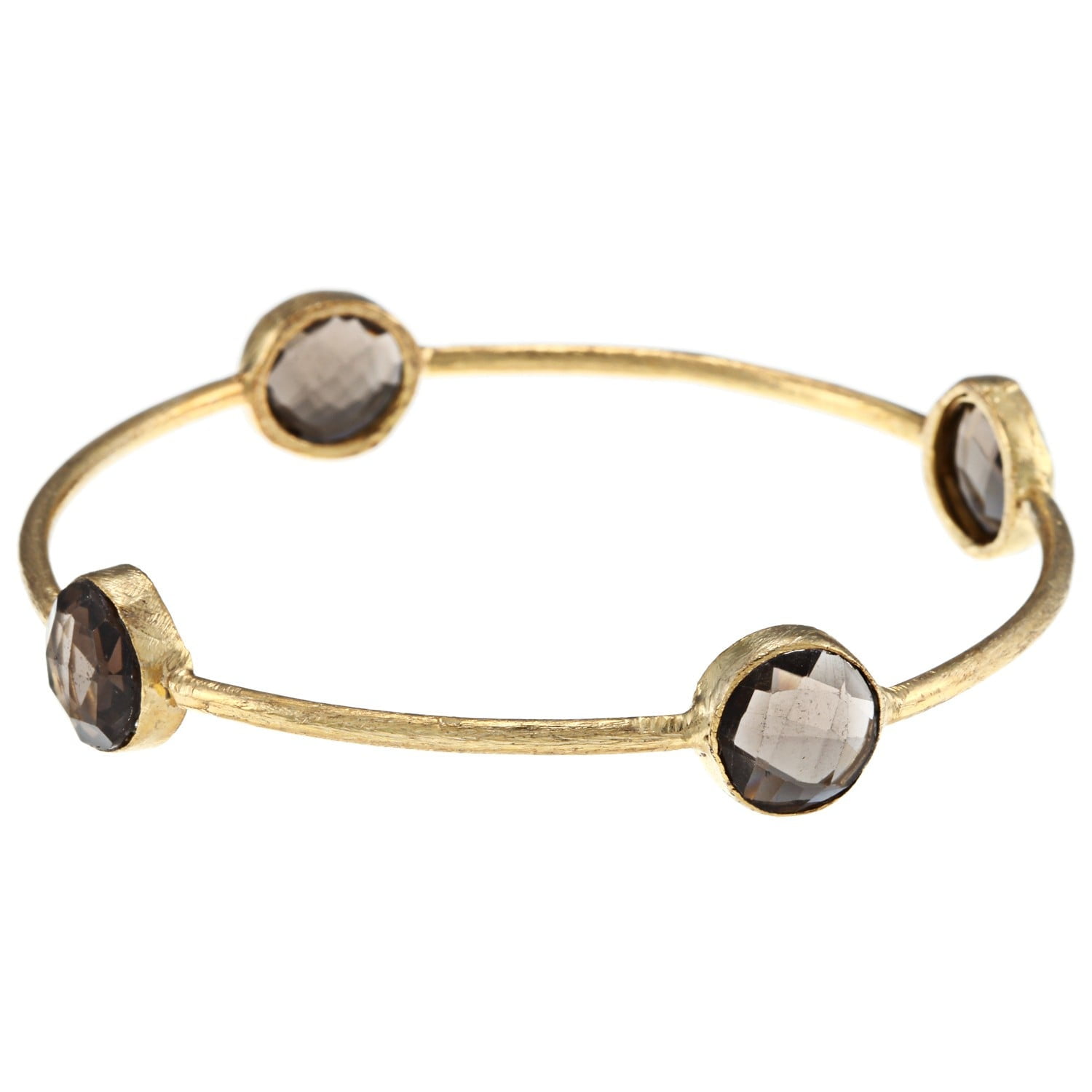 Miadora 22k Yellow Gold-plated Brass Gemstone Bangle Bracelet by Overstock