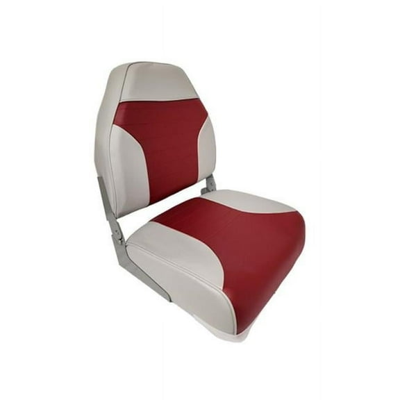 Horizon Manufacturing 1002-ABE 21.5 in. Fold Down High Back Boat Seat, Grey & Red
