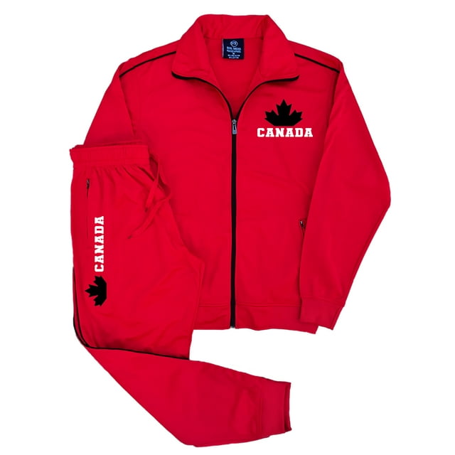Men's Canada Print Designer Heritage Tracksuit With Track Jacket & Jogger Trackpants