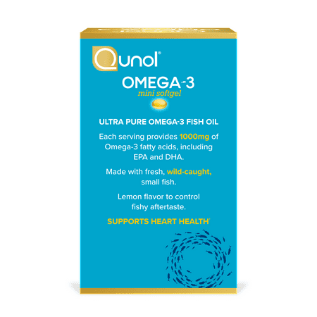 Qunol Mini Omega-3 Fish Oil (60 count) Heart Health Support With 1000mg Wild Caught Omega-3 Fatty Acids (Including EPA & DHA)