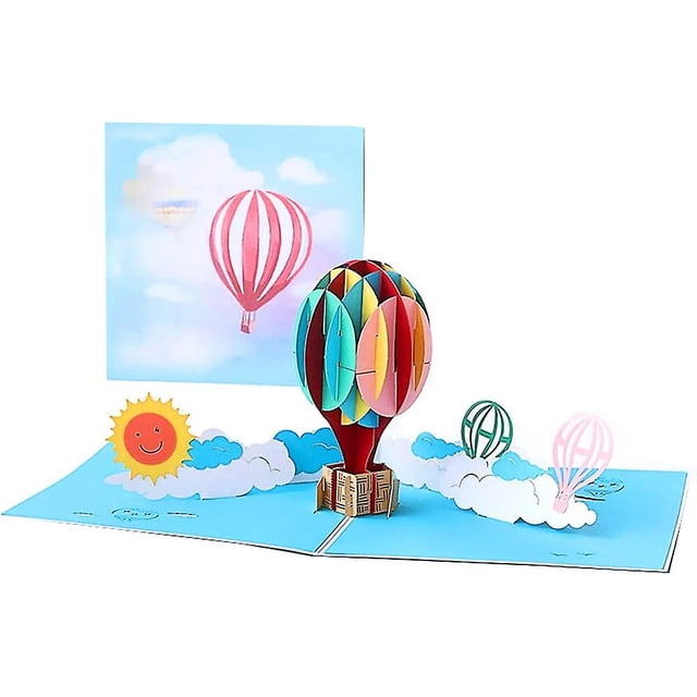 Tarjeta de cumpleaños 3D Pop Up CHAO globo aerostático Tarjeta de felicitación graduación 18 x 13 cm