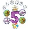 Scooby Doo 5th Birthday Party Supplies Balloon Bouquet Decorations - Purple Number 5