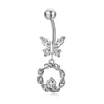 thumbnail image 1 of Butterfly Wreath Zircon Dangle Navel Belly rings dangle Button Rings Copper Pendant Umbilical Nail Body Piercing Jewelry, 1 of 6