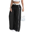 thumbnail image 2 of Women's Y2K Baggy Sweatpants Striped Wide Leg High Waisted Track Pants Casual Drawstring Jogger Pant with Pockets, 2 of 7