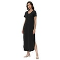 thumbnail image 3 of Women's V-Neck Casual Loose Short Sleeve Long T-Shirt Dress Split Maxi Dress with Side Pocket, 3 of 6