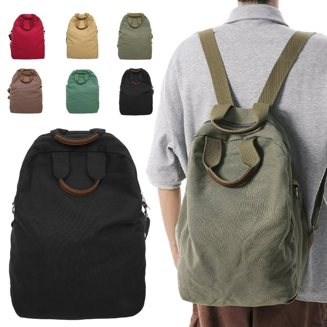HANDIED Six color canvas backpack Backpack Canvas Casual Adjustable Daypack College Travel Rucksack For Women Men